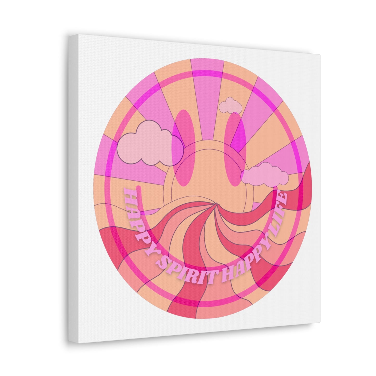 Smile Face Wall Art, Aesthetic Smile Face Gallery Canvas Wrap, Sunset Wall Art, Bedroom Wall Art, Pink Smile Decoration, Home Decoration