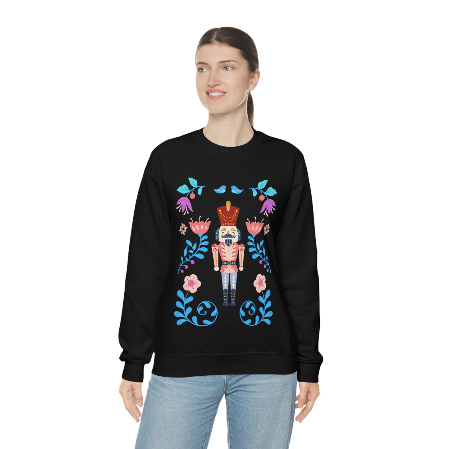Nutcracker Modern Sweatshirt, Blue Nutcracker Sweatshirt, Trendy Christmas Minimalist Sweatshirt, Xmas Crewneck Bright Color Crew