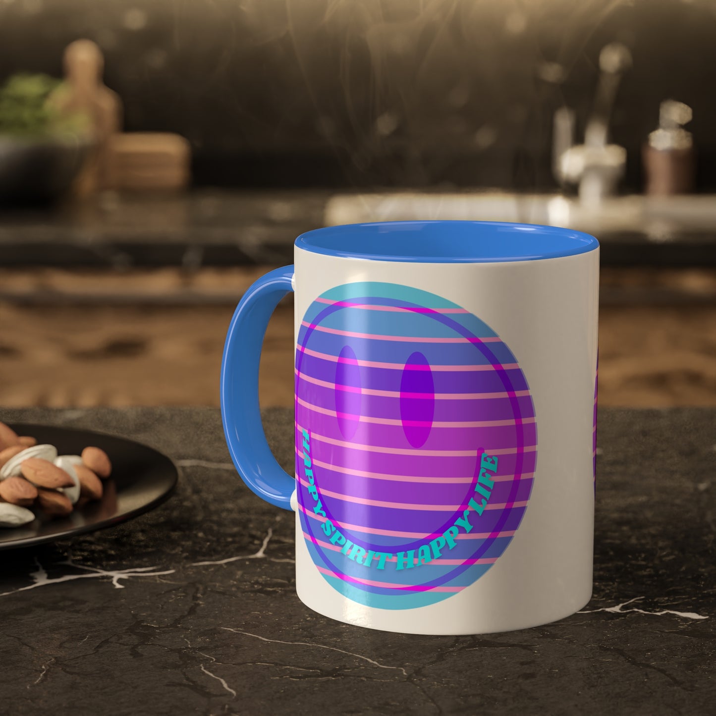 Retro Happy Spirit Happy Life Aesthetic Mug, Smile Face Mug, Trendy Coffee Mug, Tumblr Mug, Aesthetic Happy Life Gift, Aesthetic Mug
