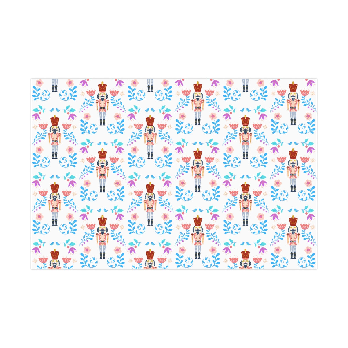 Pink Nutcracker Gift Wrap Paper, Pink Flower Nutcracker Wrapping Paper, Pastel Christmas Paper, Pink Holiday Wrapping Paper