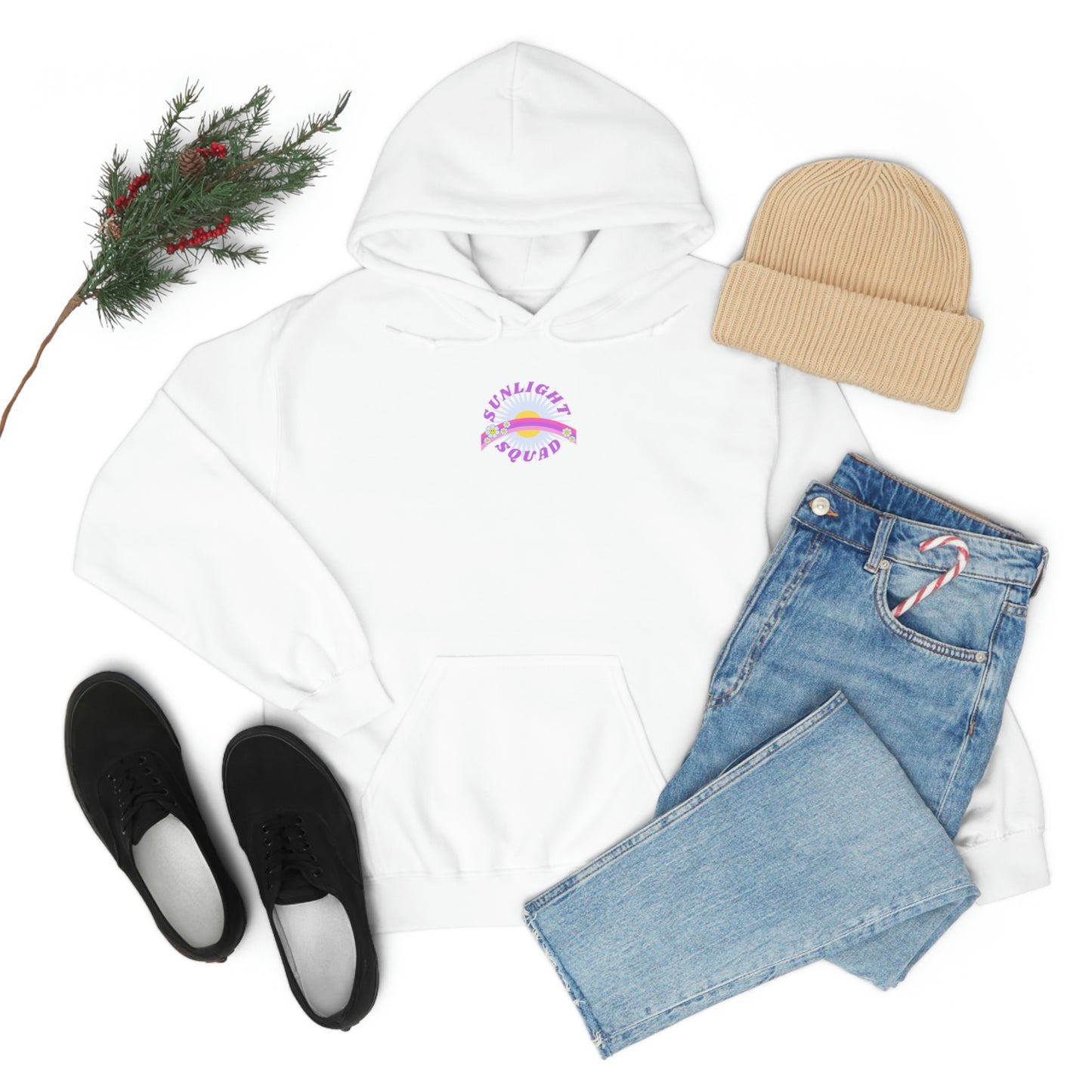 Retro Smile Flower Pink Purple Lavender Lilac Hoodie, Sunlight Squad Sweatshirt, Back Graphic Hoodie, VSCO Girl Oversized Trendy Tumblr Top