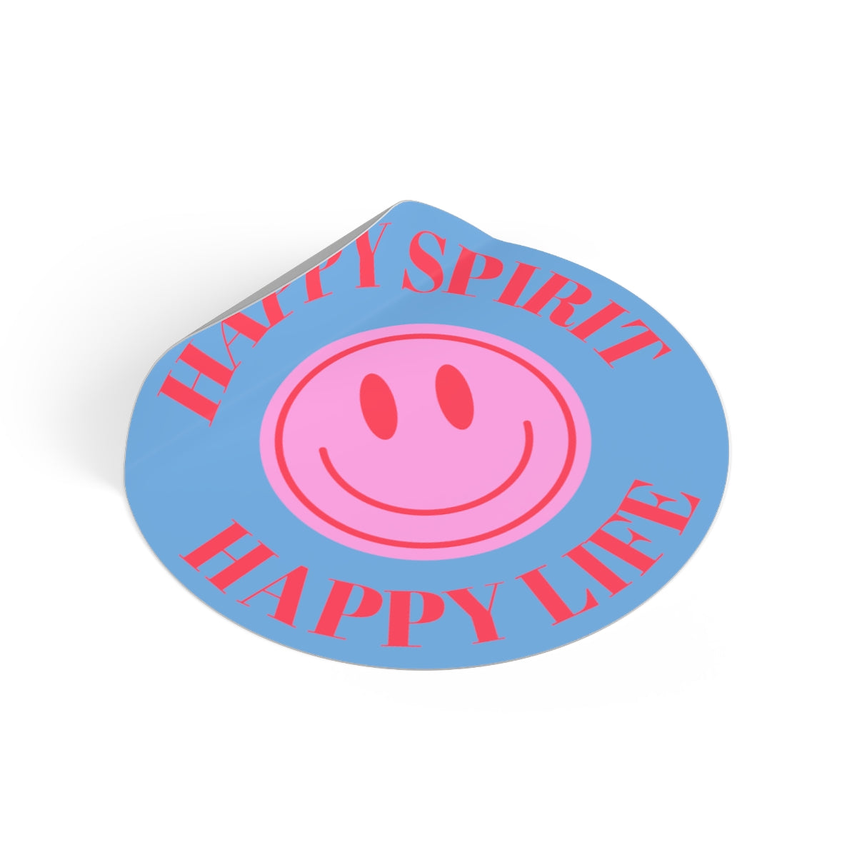 Happy Spirit Happy Life Round Vinyl Stickers, UV Smiley Stickers, Smile Sticker, Tumblr Retro Smile, VSCO Girl, Computer, Skateboard, Bumper