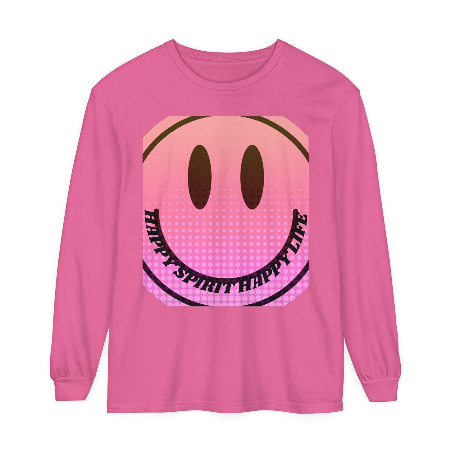Aesthetic Long Sleeve Shirt, Smile Face Y2K Retro Shirt, 80's Style Smile Graphic, Comfort Colors Unisex Garment-dyed Long Sleeve T-Shirt