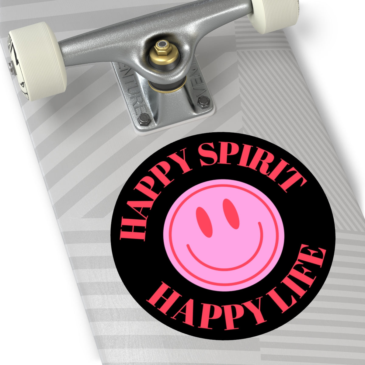Happy Spirit Happy Life Round Vinyl Stickers, UV Smiley Stickers, Smile Sticker, Tumblr Retro Smile, VSCO Girl, Computer, Skateboard