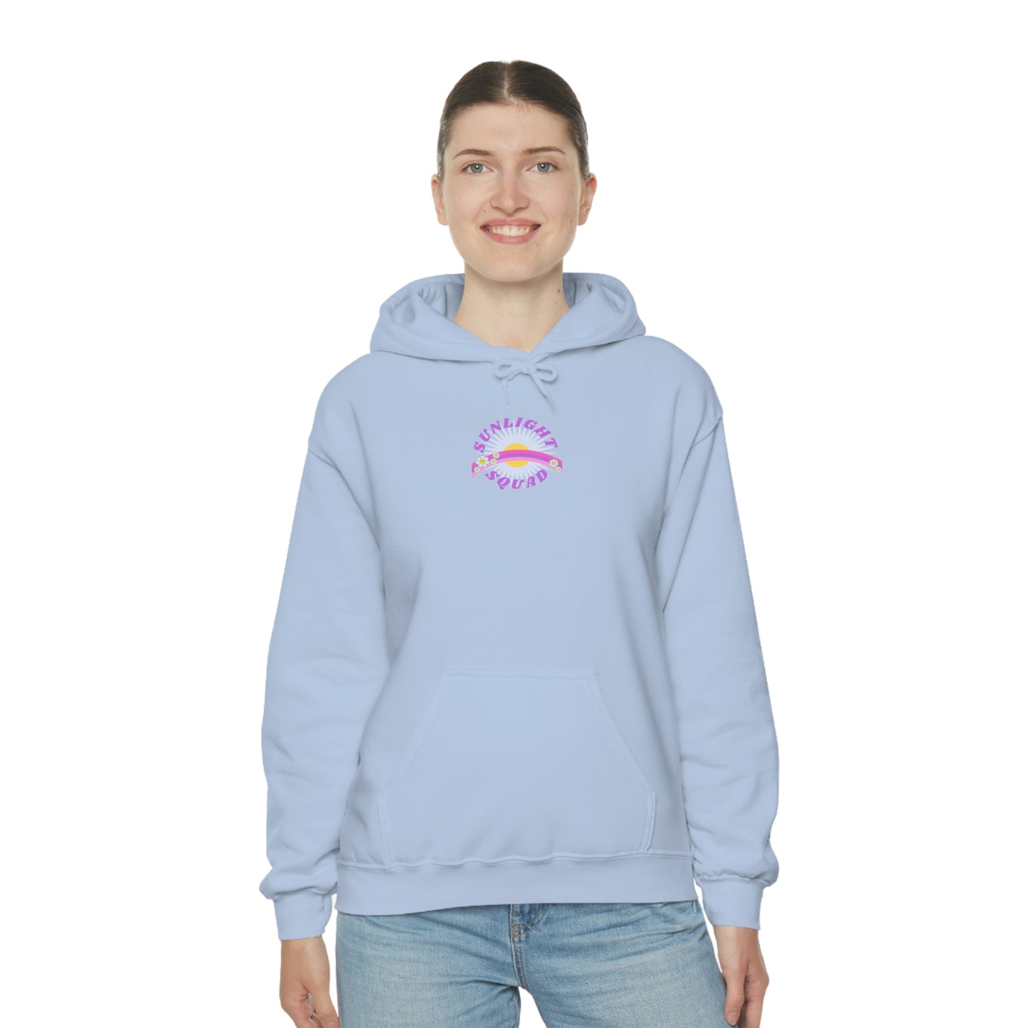 Retro Smile Flower Pink Purple Lavender Lilac Hoodie, Sunlight Squad Sweatshirt, Back Graphic Hoodie, VSCO Girl Oversized Trendy Tumblr Top