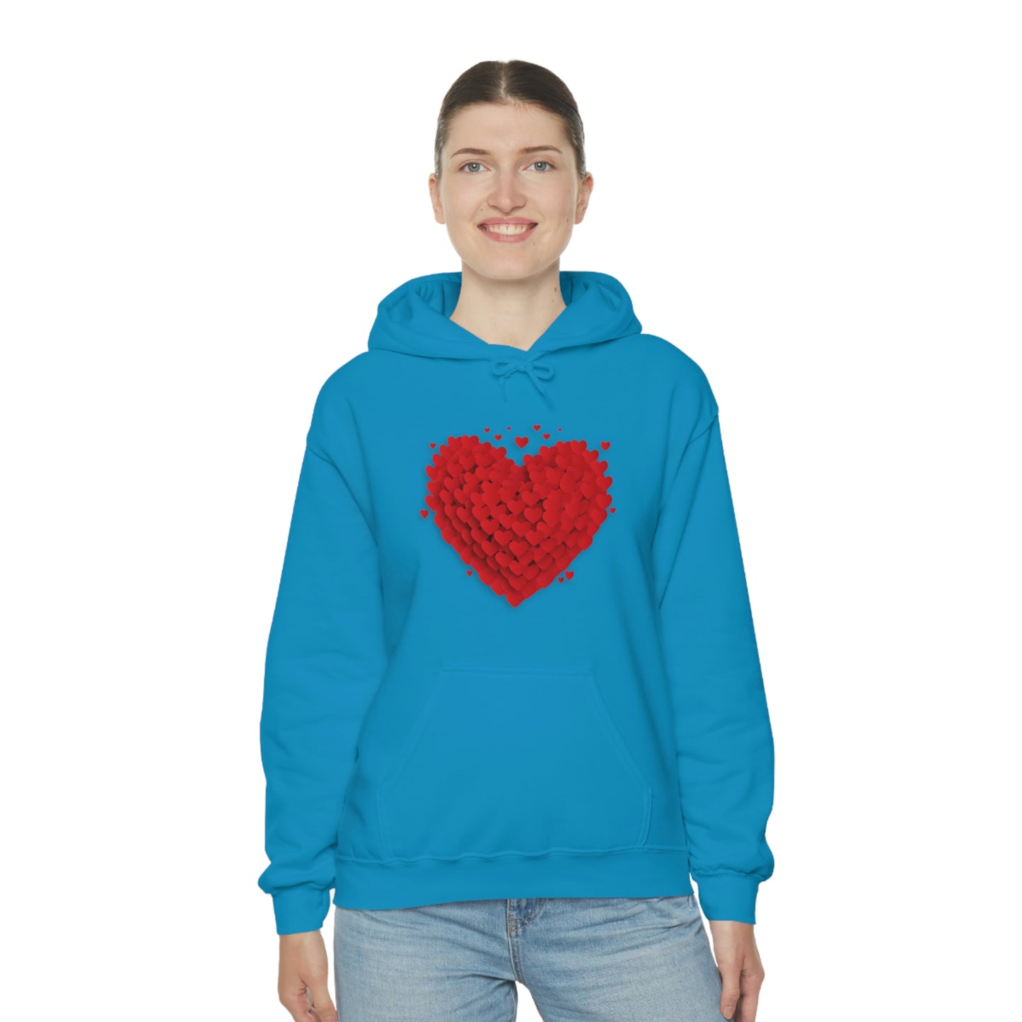 Love 3D Hearts Hoodie Sweatshirt, Pile of Hearts Love Hoodie, Valentine's Pink and Red Hoodie Pastel Pink Lavender and Mint Hoodie