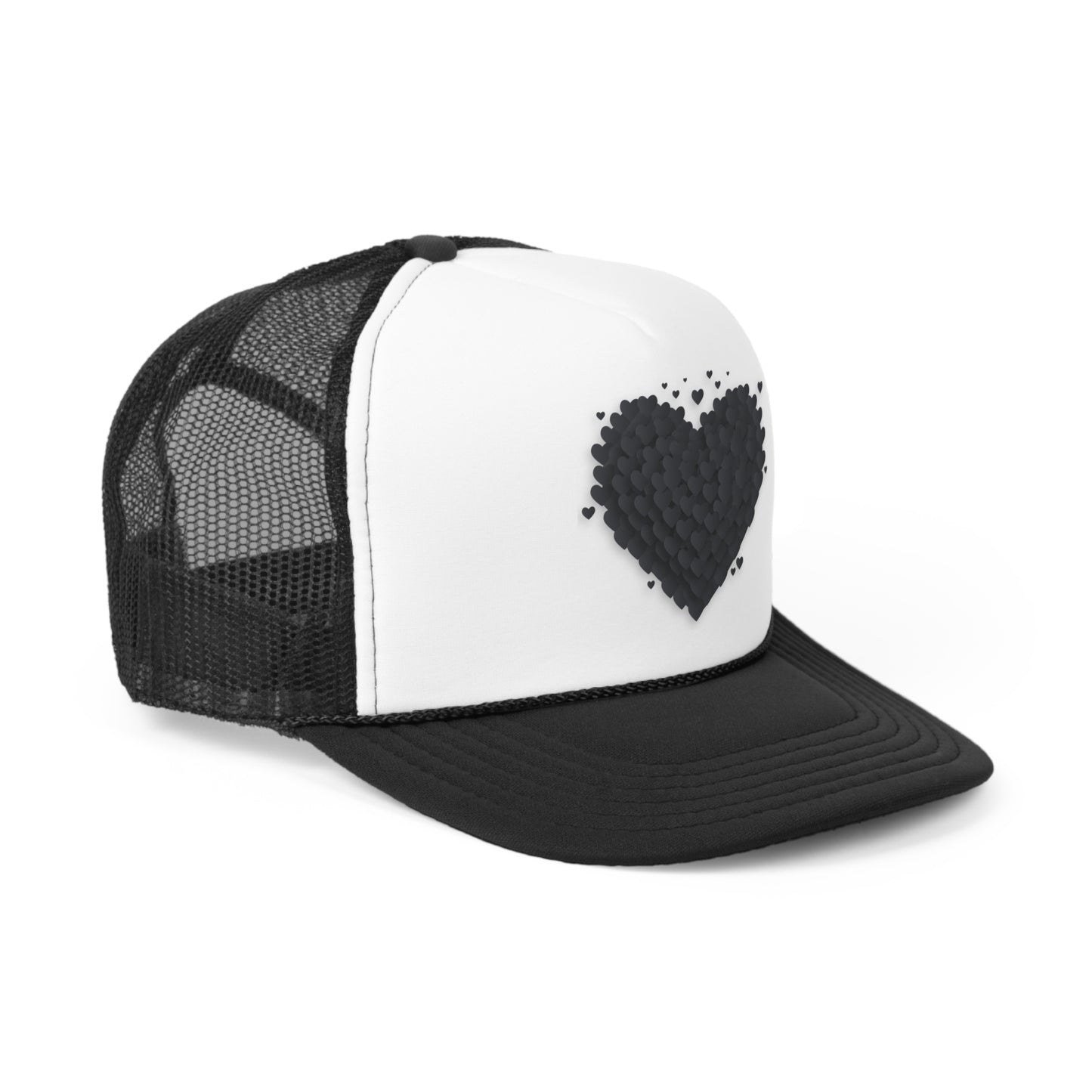Aesthetic 3d Black Heart Hat, Tumblr Hat, Trendy Trucker Hat, Vsco Girl, Graphic Trucker Hat, Baseball Hat