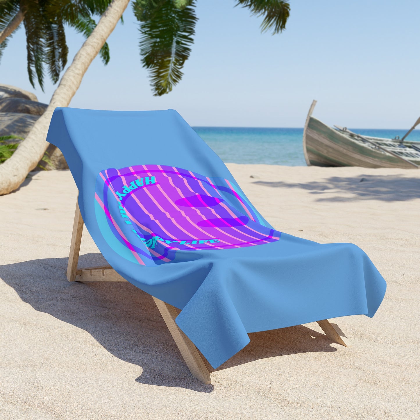 Aesthetic Smile Beach Towel, Happy Spirit Happy Life Towel, Sunset Smile Towel, Trendy Neon Ombre Towel, Summer Towel, Mental Health Towel