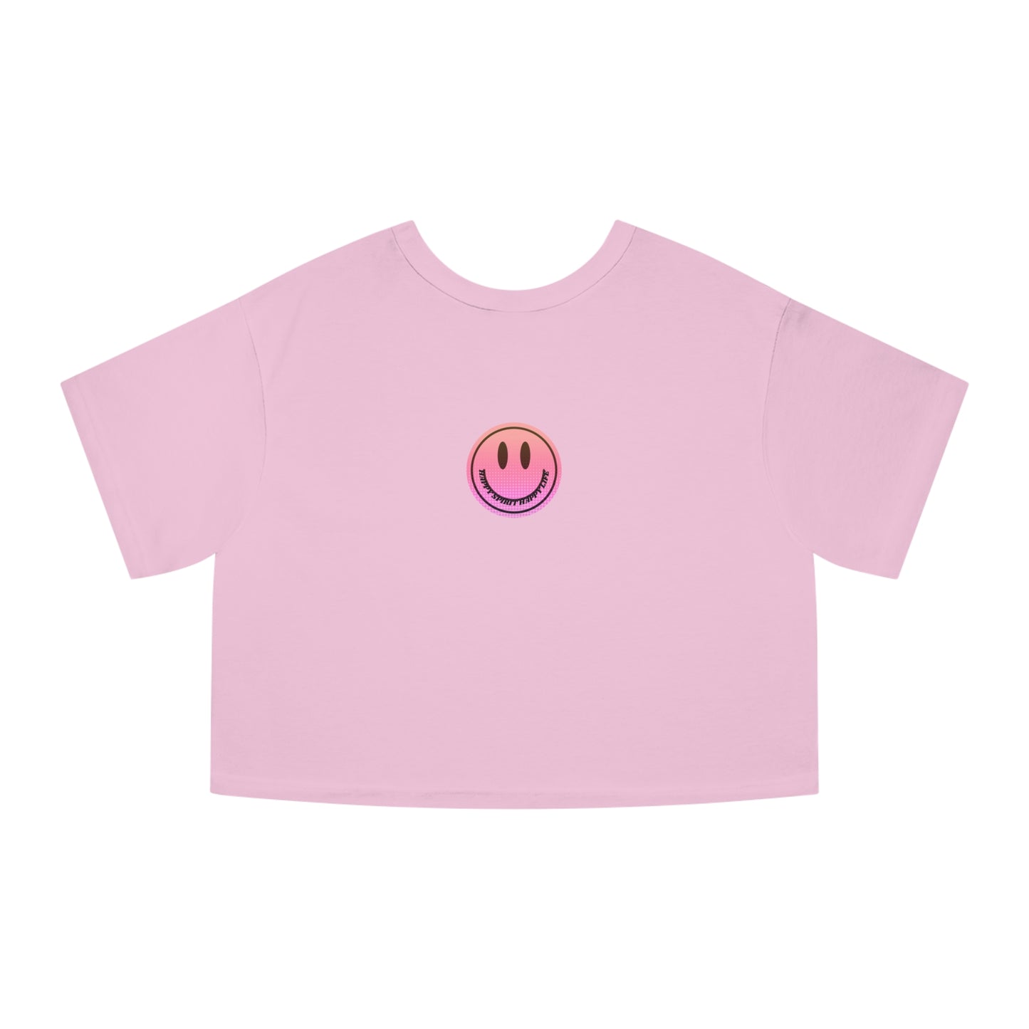 Aesthetic Smile Face Crop Shirt, Happy Spirit Happy Life Cropped Shirt, Smile Pink Sunset Ombre Champion Women's Heritage Cropped T-Shirt