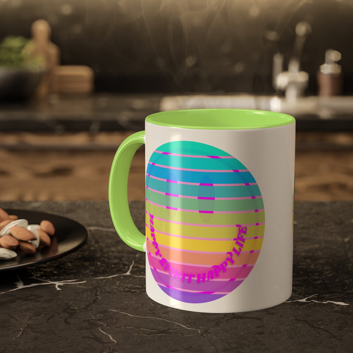 Retro Happy Spirit Happy Life Aesthetic Mug, Smile Face Mug, Trendy Coffee Mug, Tumblr Mug, Aesthetic Happy Life Gift, Aesthetic Mug