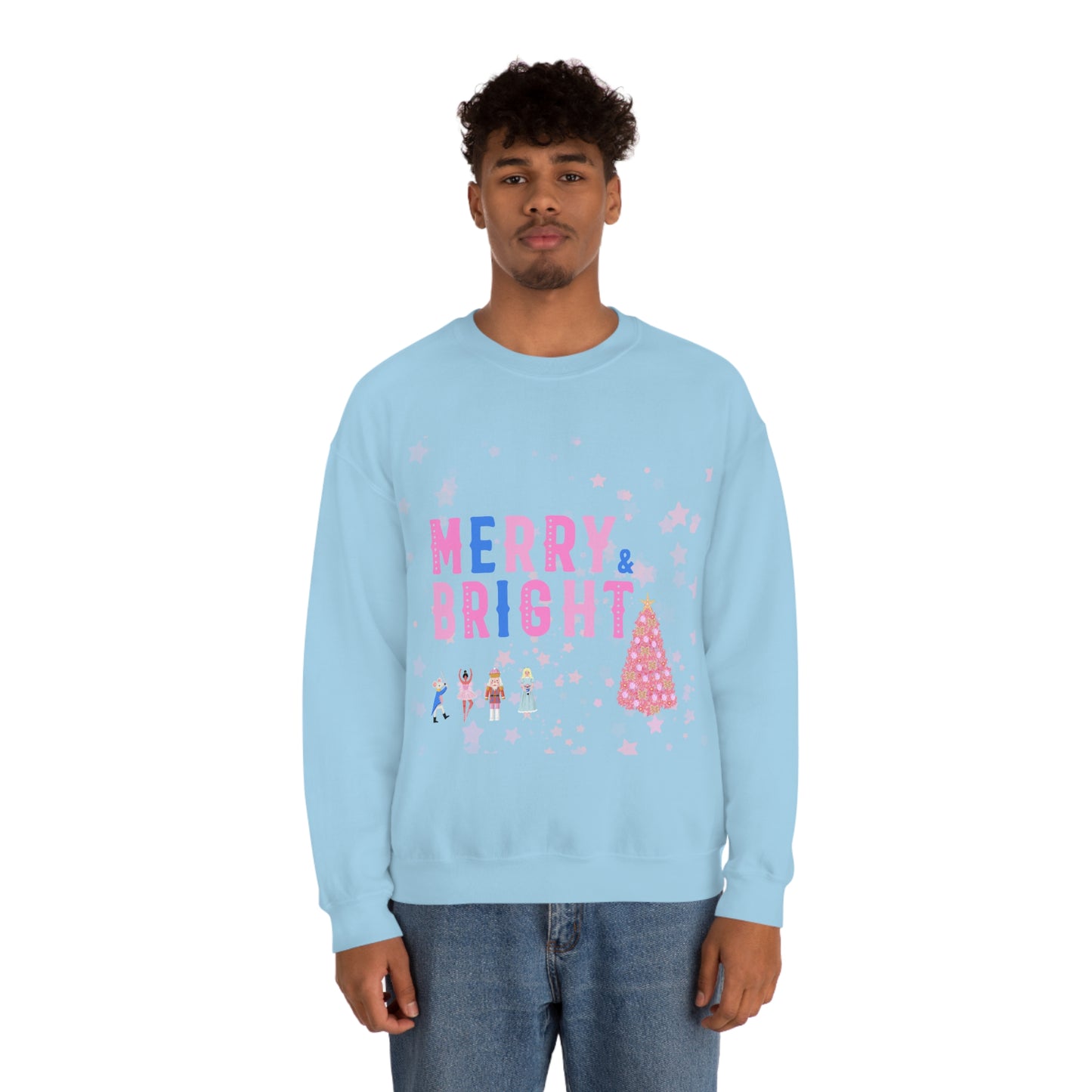 Pink Nutcracker Merry and Bright Minimalist Sweatshirt, Blue Nutcracker Sweatshirt, Trendy Christmas Sweatshirt, Pastel Xmas Crewneck