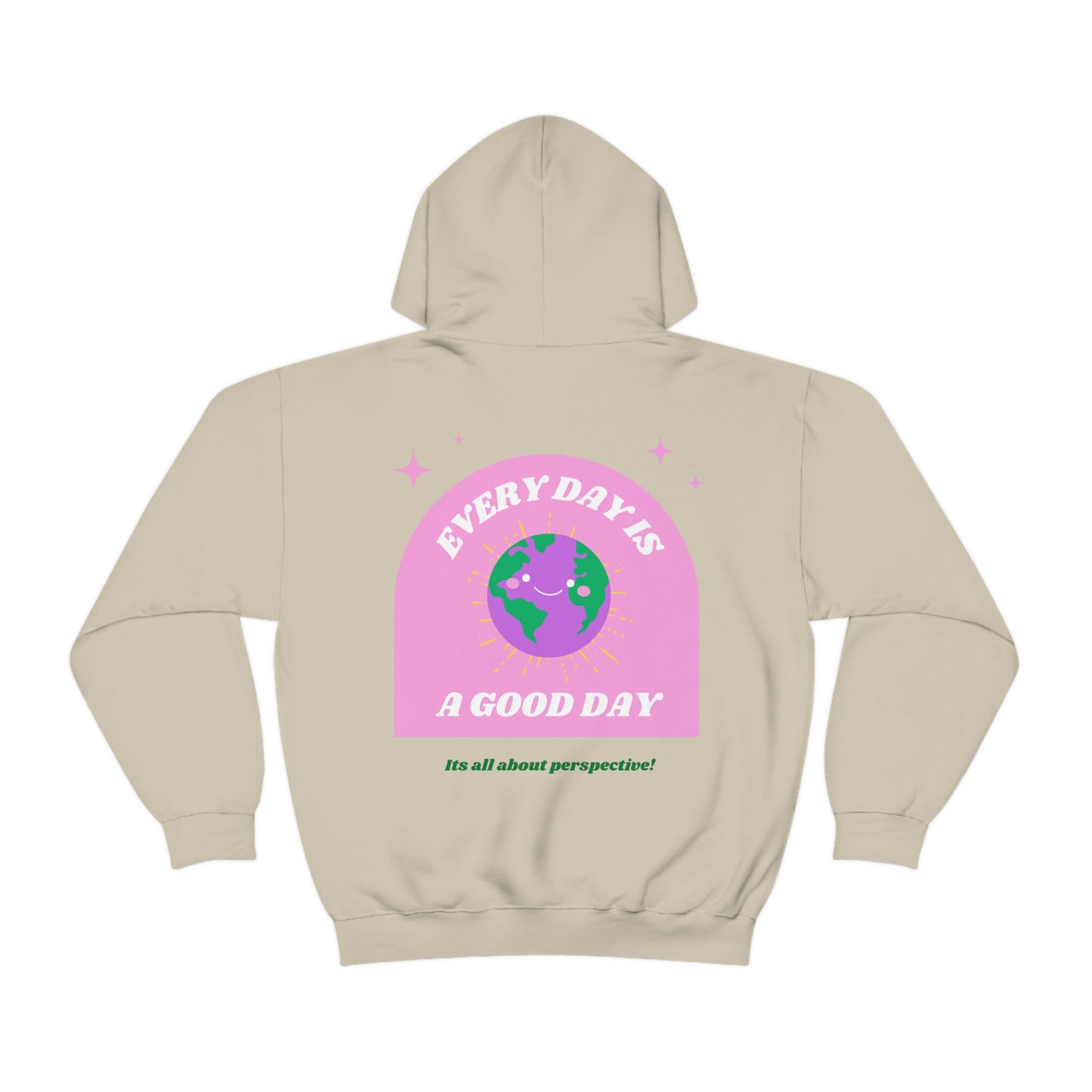 Retro Every Day is a Good Day, Its All About Perspective Earth Pink Purple Back Graphic Hoodie, VSCO Girl Oversized Trendy Tumblr Sweatshirt