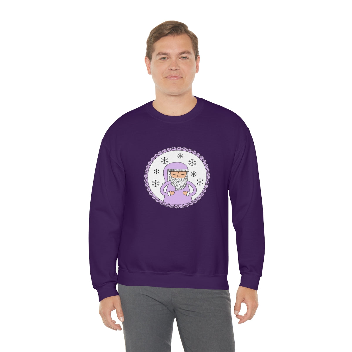 Purple Santa Claus Sweatshirt, Pink Santa Sweatshirt, Trendy Noel Minimalist Christmas Sweatshirt, Xmas Santa Crewneck Top, Pastel Holiday