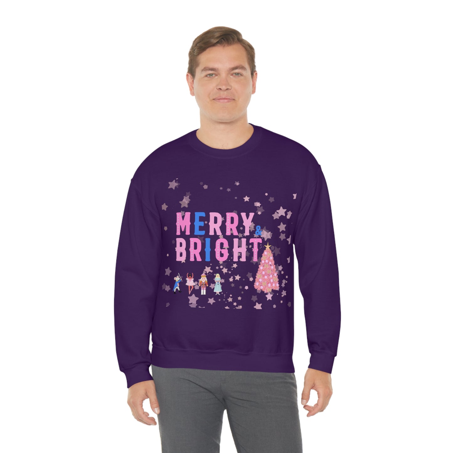 Pink Nutcracker Merry and Bright Minimalist Sweatshirt, Blue Nutcracker Sweatshirt, Trendy Christmas Sweatshirt, Pastel Xmas Crewneck