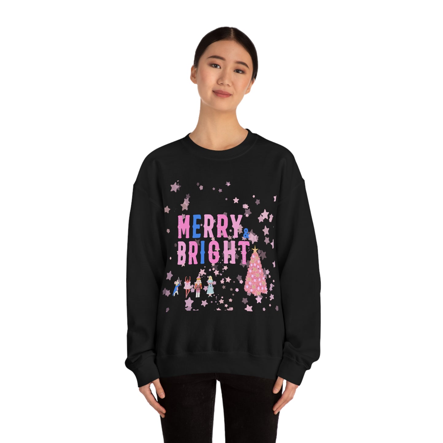 Pink Nutcracker Merry and Bright Minimalist Sweatshirt, Blue Nutcracker Sweatshirt, Trendy Christmas Sweatshirt, Pastel Xmas Crewneck