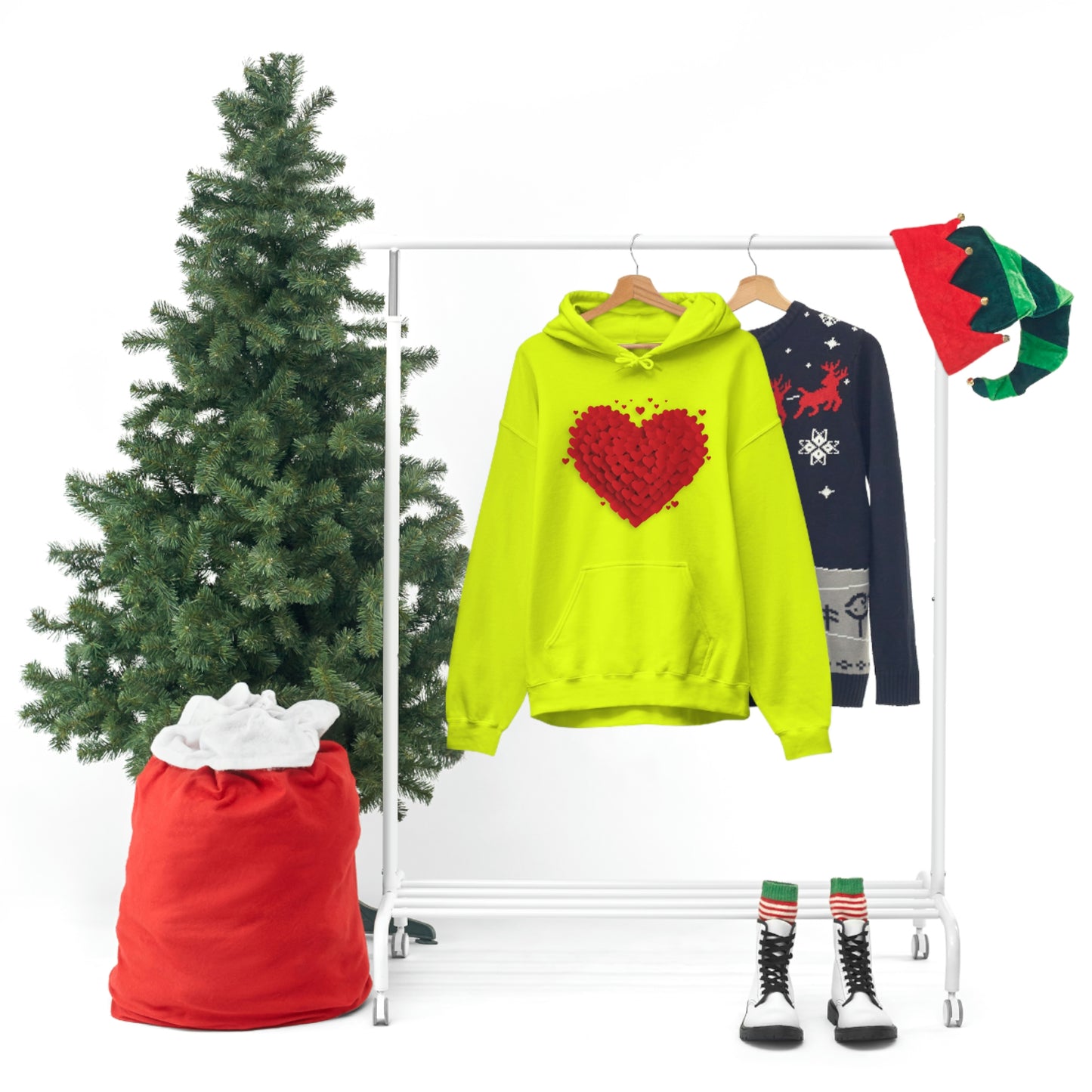 Love 3D Hearts Hoodie Sweatshirt, Pile of Hearts Love Hoodie, Valentine's Pink and Red Hoodie Pastel Pink Lavender and Mint Hoodie