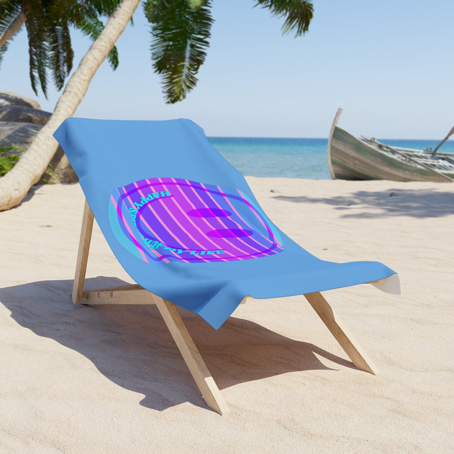 Aesthetic Smile Beach Towel, Happy Spirit Happy Life Towel, Sunset Smile Towel, Trendy Neon Ombre Towel, Summer Towel, Mental Health Towel