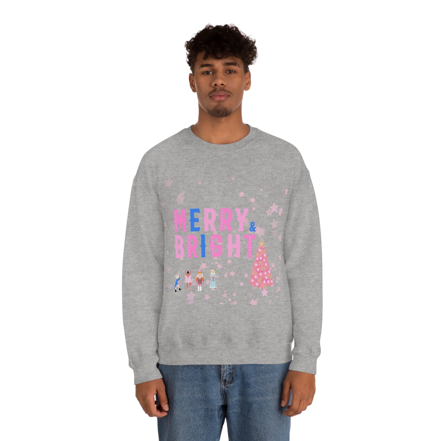 Pink Nutcracker Merry and Bright Minimalist Sweatshirt, Blue Nutcracker Sweatshirt, Trendy Christmas Sweatshirt, Pastel Xmas Crewneck