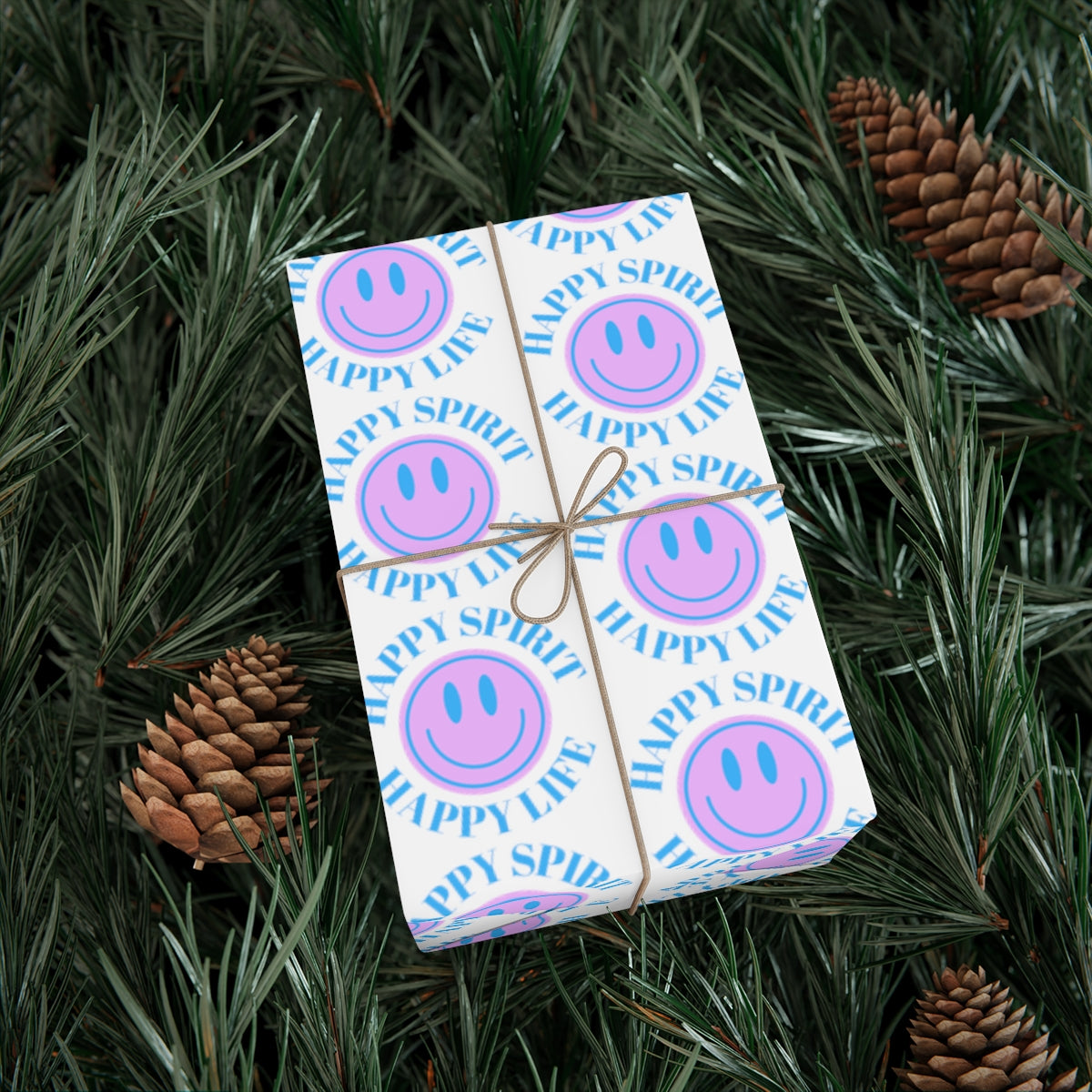 Purple Aesthetic Smile Face Gift Wrap Paper, Purple Smile Wrapping Paper, Pastel Christmas Paper, Lavender Holiday Wrapping Paper