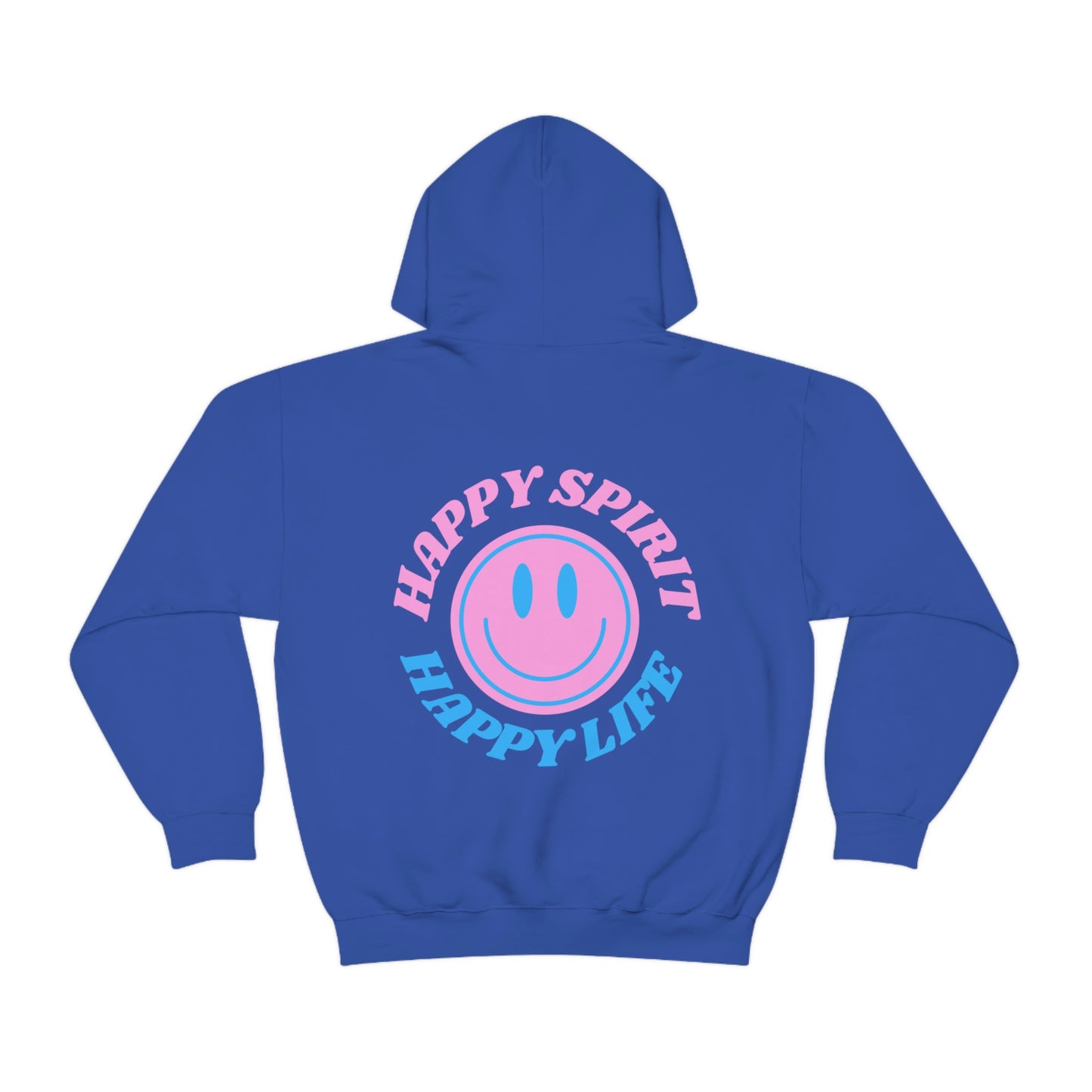 Happy Spirit Happy Life Sweatshirt, Gildan Retro Font Hoodie, Oversized Hoodie, Back Print Trendy Sweatshirt, Beach Cover Up, Lake Cover Up