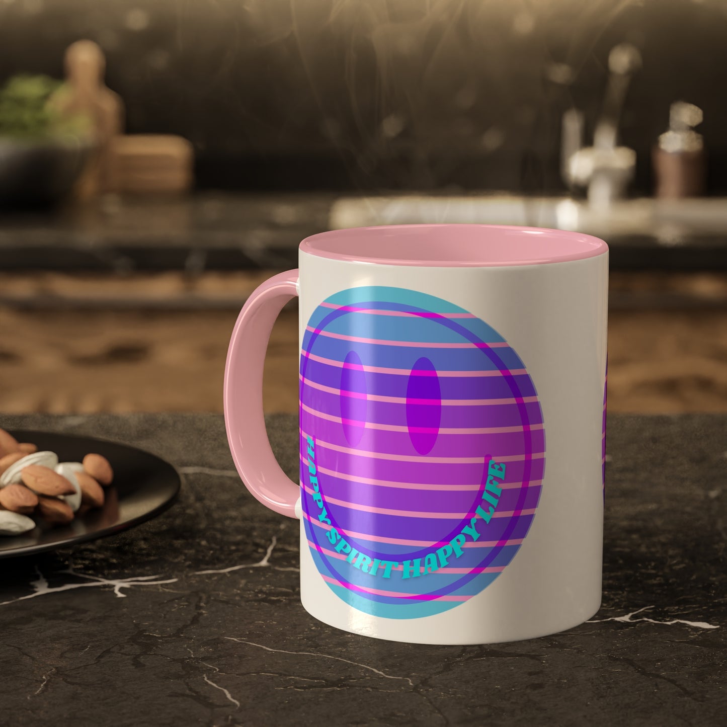 Retro Happy Spirit Happy Life Aesthetic Mug, Smile Face Mug, Trendy Coffee Mug, Tumblr Mug, Aesthetic Happy Life Gift, Aesthetic Mug