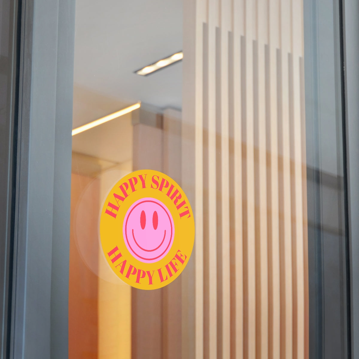 Happy Spirit Happy Life Round Vinyl Stickers, UV Smiley Stickers, Smile Sticker, Tumblr Retro Smile, VSCO Girl, Computer, Skateboard