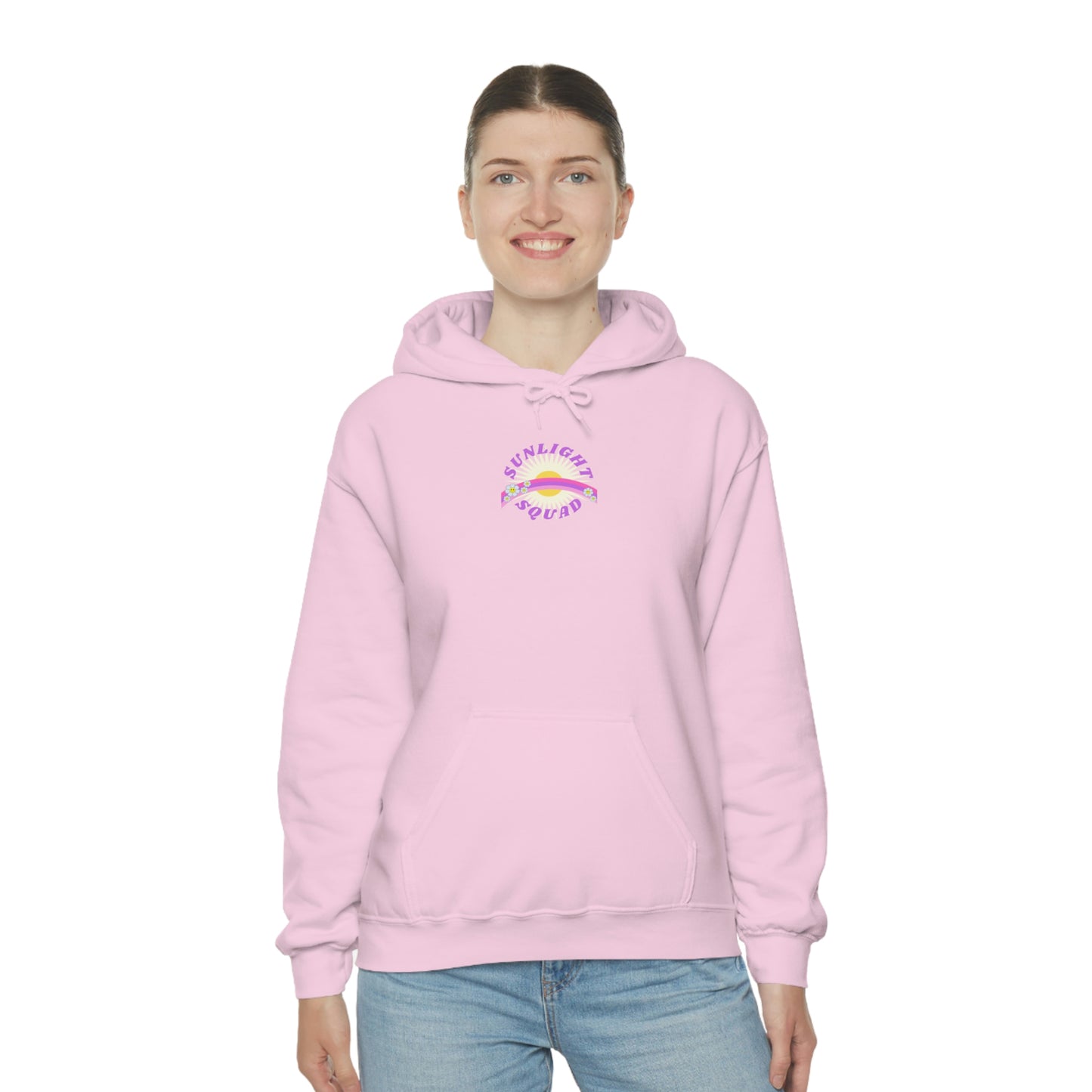 Retro Smile Flower Pink Purple Lavender Lilac Hoodie, Sunlight Squad Sweatshirt, Back Graphic Hoodie, VSCO Girl Oversized Trendy Tumblr Top