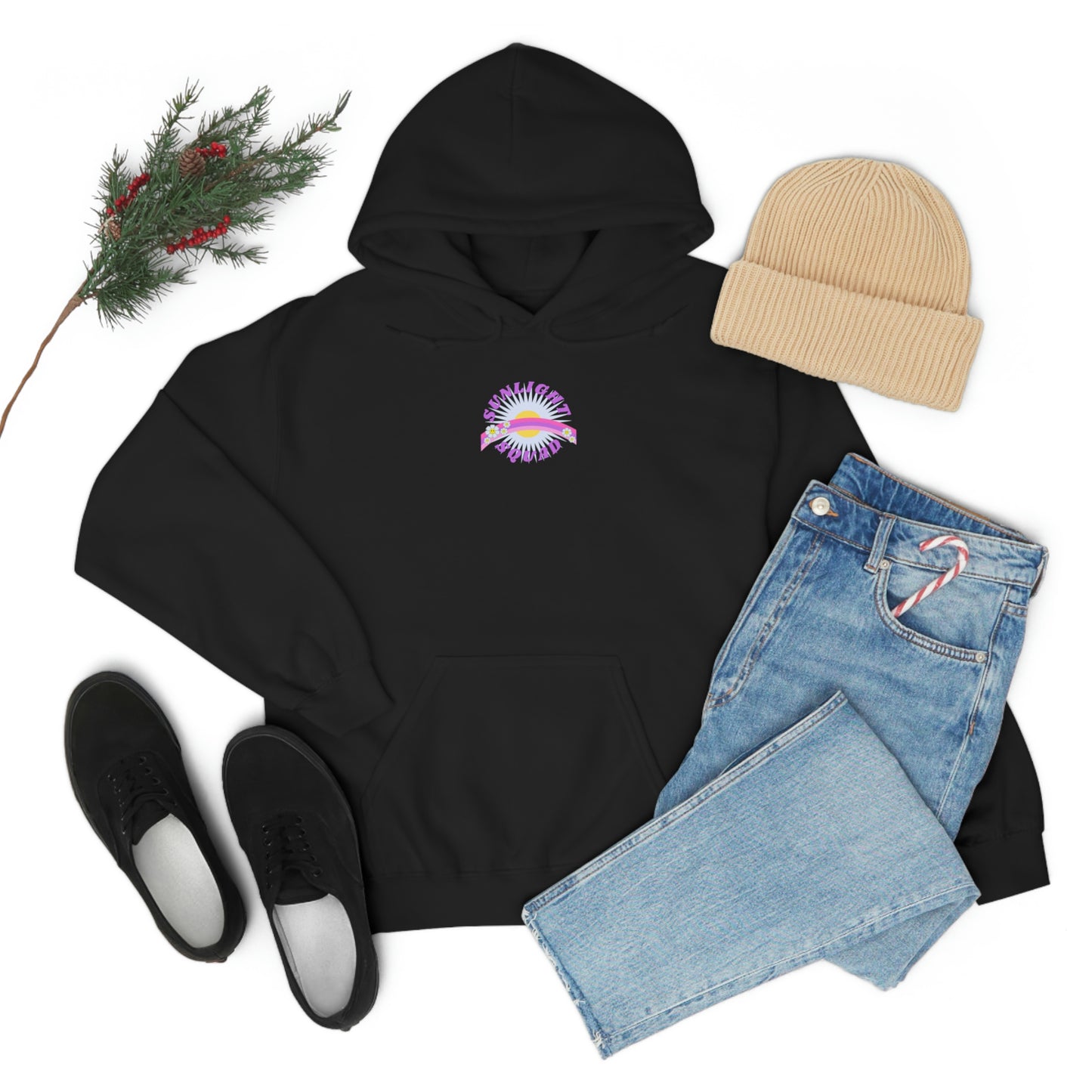 Retro Smile Flower Pink Purple Lavender Lilac Hoodie, Sunlight Squad Sweatshirt, Back Graphic Hoodie, VSCO Girl Oversized Trendy Tumblr Top
