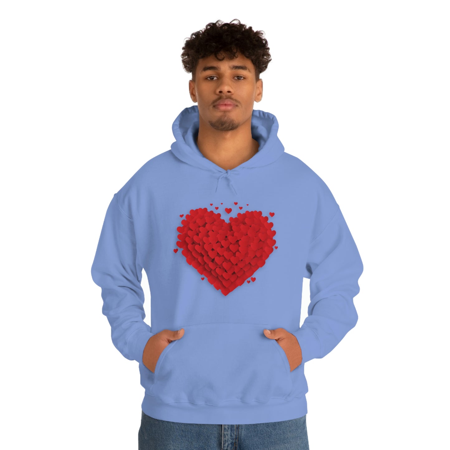 Love 3D Hearts Hoodie Sweatshirt, Pile of Hearts Love Hoodie, Valentine's Pink and Red Hoodie Pastel Pink Lavender and Mint Hoodie