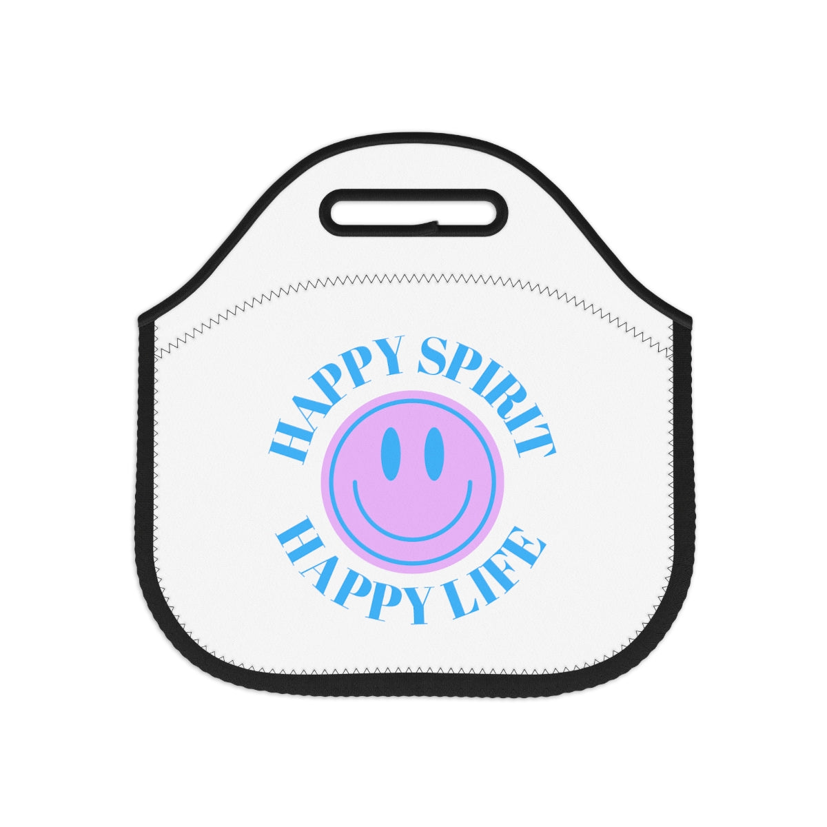 Happy Spirit Happy Life Lunch Bag, White Purple Lavender Happy Mind Neoprene Lunch Bag, Smile Travel Cooler, VSCO Girl, Tumblr Aesthetic