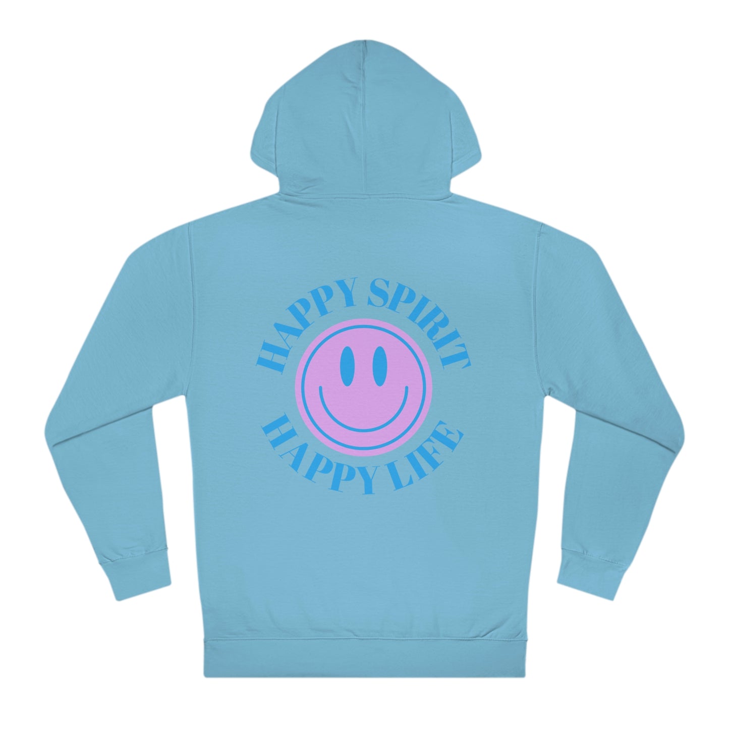 Happy Spirit Happy Life Sweatshirt, VSCO Girl Hoodie, Oversized Tumblr Hoodie, Back Print Smile Happy Mind Trendy, Beach Lake Cover Up