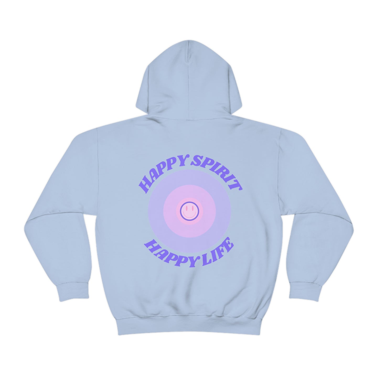 Retro Happy Spirit Happy Life Lavender Lilac Pink Smile Graphic Hoodie, VSCO Girl Sweatshirt, Tumblr Hoodie, Oversized Trendy Back Print Top