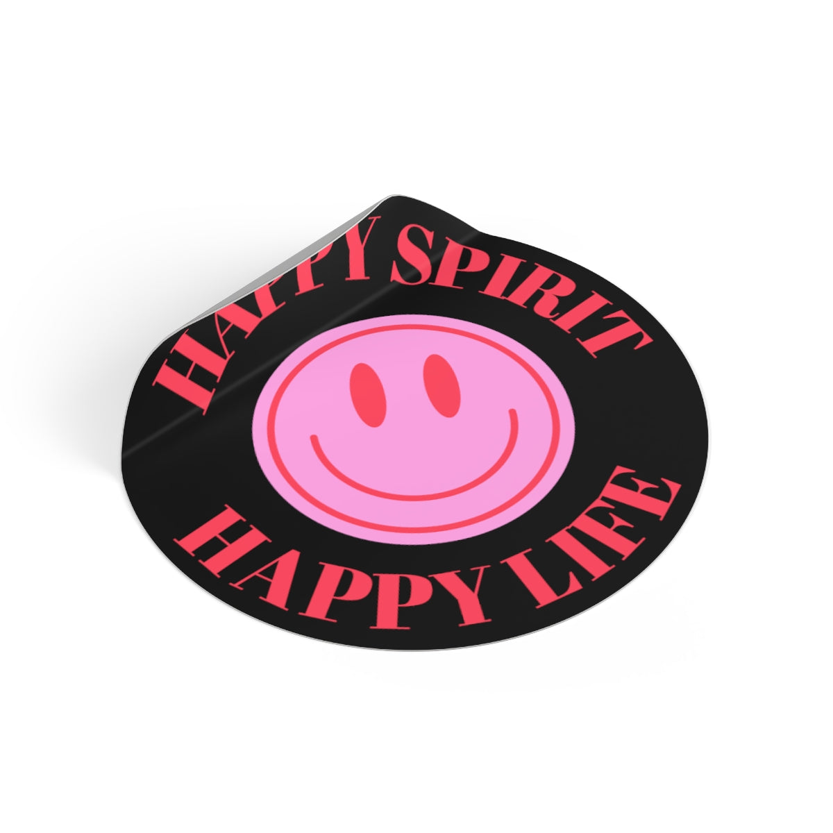 Happy Spirit Happy Life Round Vinyl Stickers, UV Smiley Stickers, Smile Sticker, Tumblr Retro Smile, VSCO Girl, Computer, Skateboard