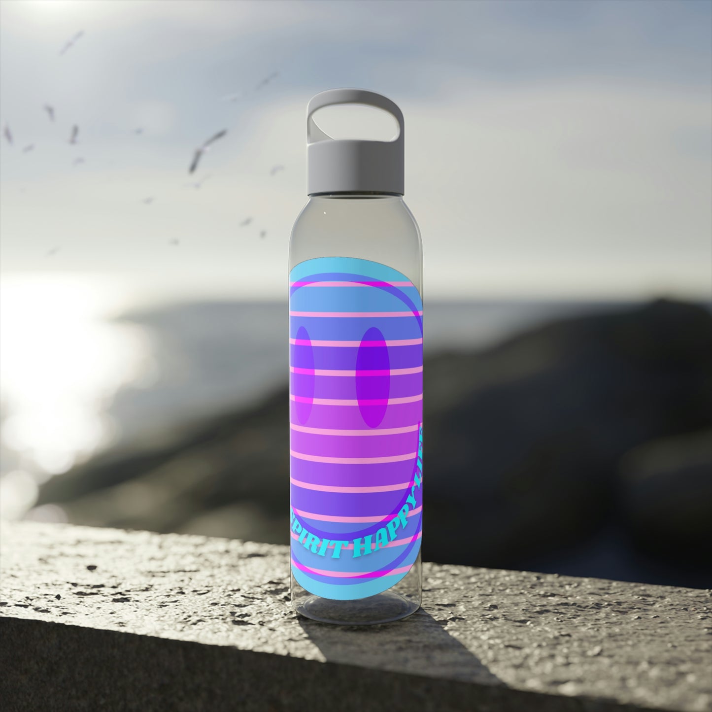 Aesthetic Happy Spirit Happy Life Water Bottle, Aesthetic Pink, Smile Face, Trendy Tumblr Bottle, Happy Mind Tumbler, BPA Free Smil