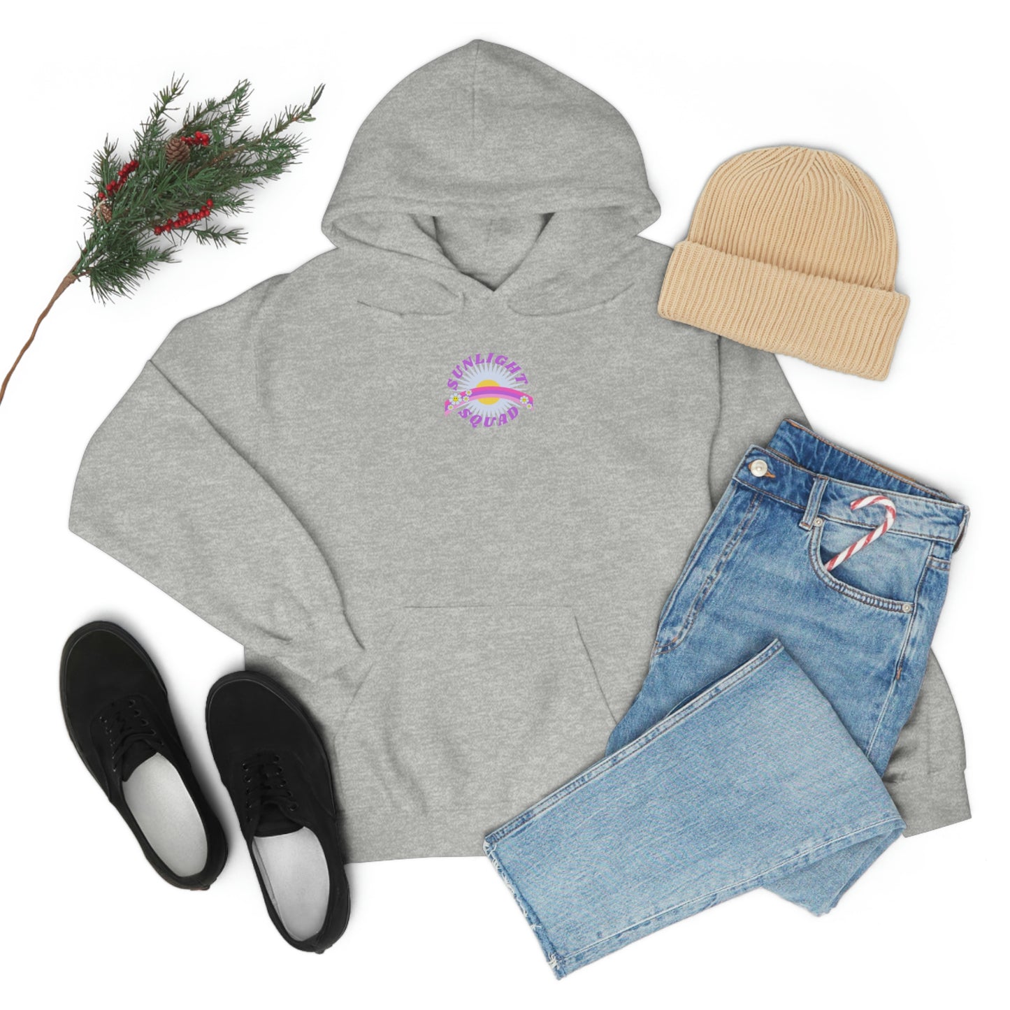 Retro Smile Flower Pink Purple Lavender Lilac Hoodie, Sunlight Squad Sweatshirt, Back Graphic Hoodie, VSCO Girl Oversized Trendy Tumblr Top