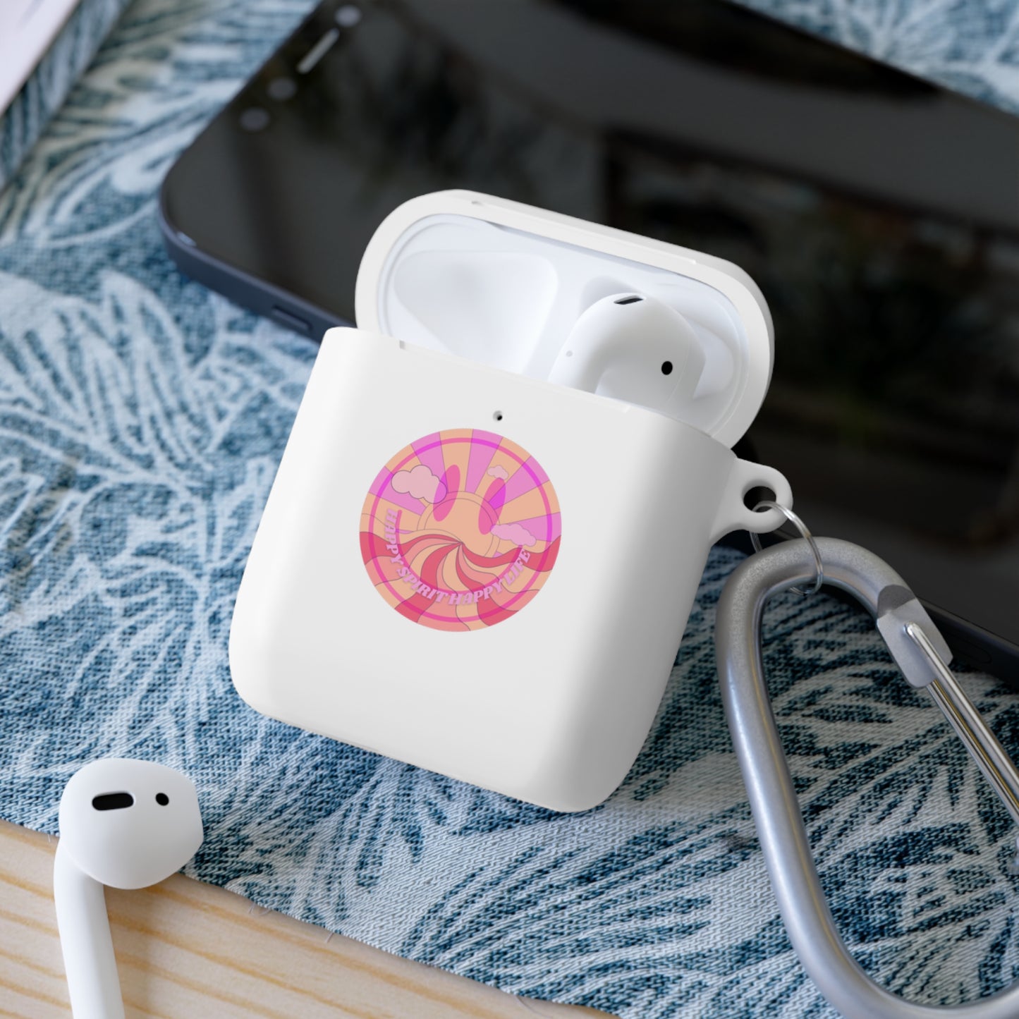 Happy Spirit Happy Life AirPods and AirPods Pro Case Cover, AirPods and AirPods Pro Case Cover, VSCO girl, Aesthetic Smile Protector