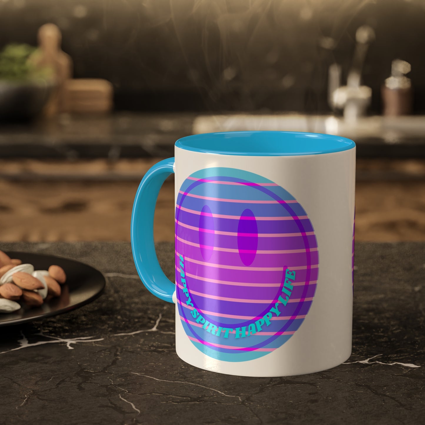 Retro Happy Spirit Happy Life Aesthetic Mug, Smile Face Mug, Trendy Coffee Mug, Tumblr Mug, Aesthetic Happy Life Gift, Aesthetic Mug