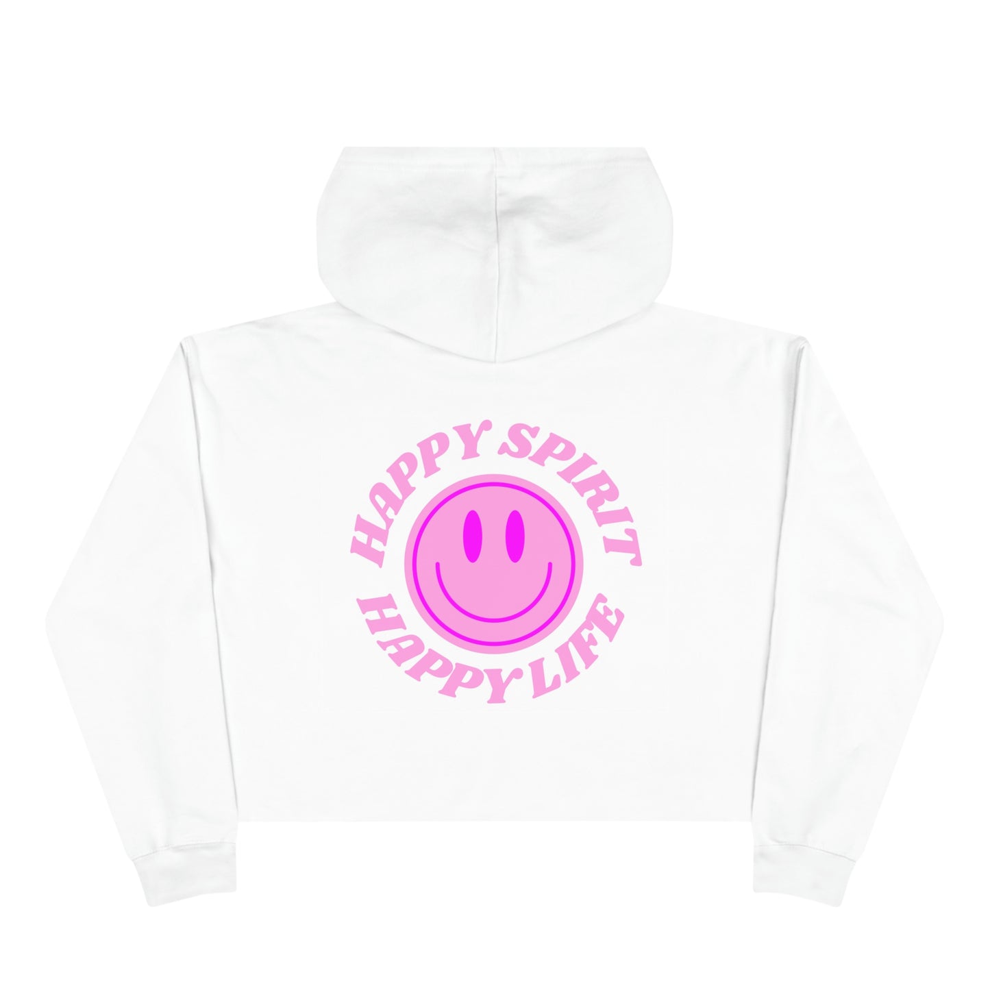 Aesthetic Cropped Hoodie, Smile Face Crop Top, Happy Spirit Happy Life Smile Cropped Top, Hoodie Women's Cropped Fleece Pullover