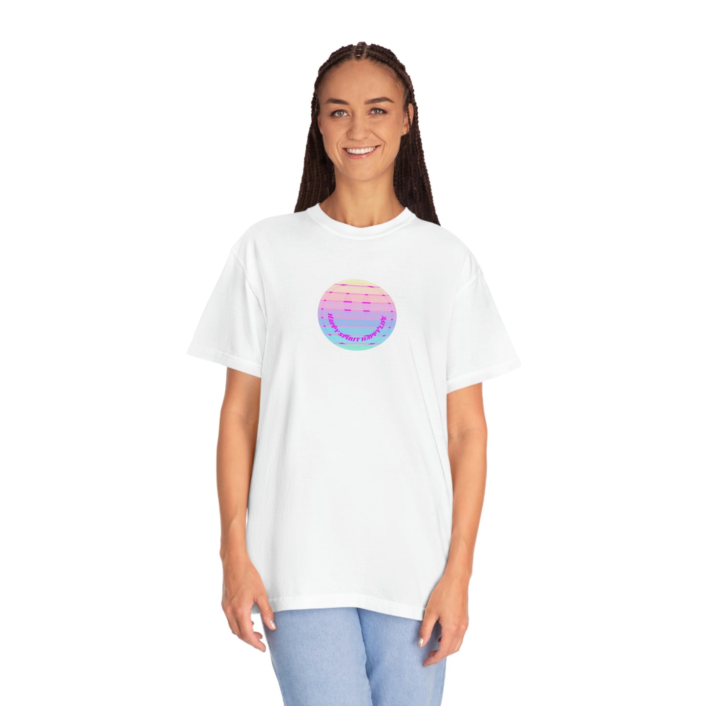 Aesthetic Retro Smile Lilac Tshirt, Happy Spirit Happy Mind, Aesthetic t shirt, Graphic Tumblr Tshirt, Trendy Oversized Vintage Style