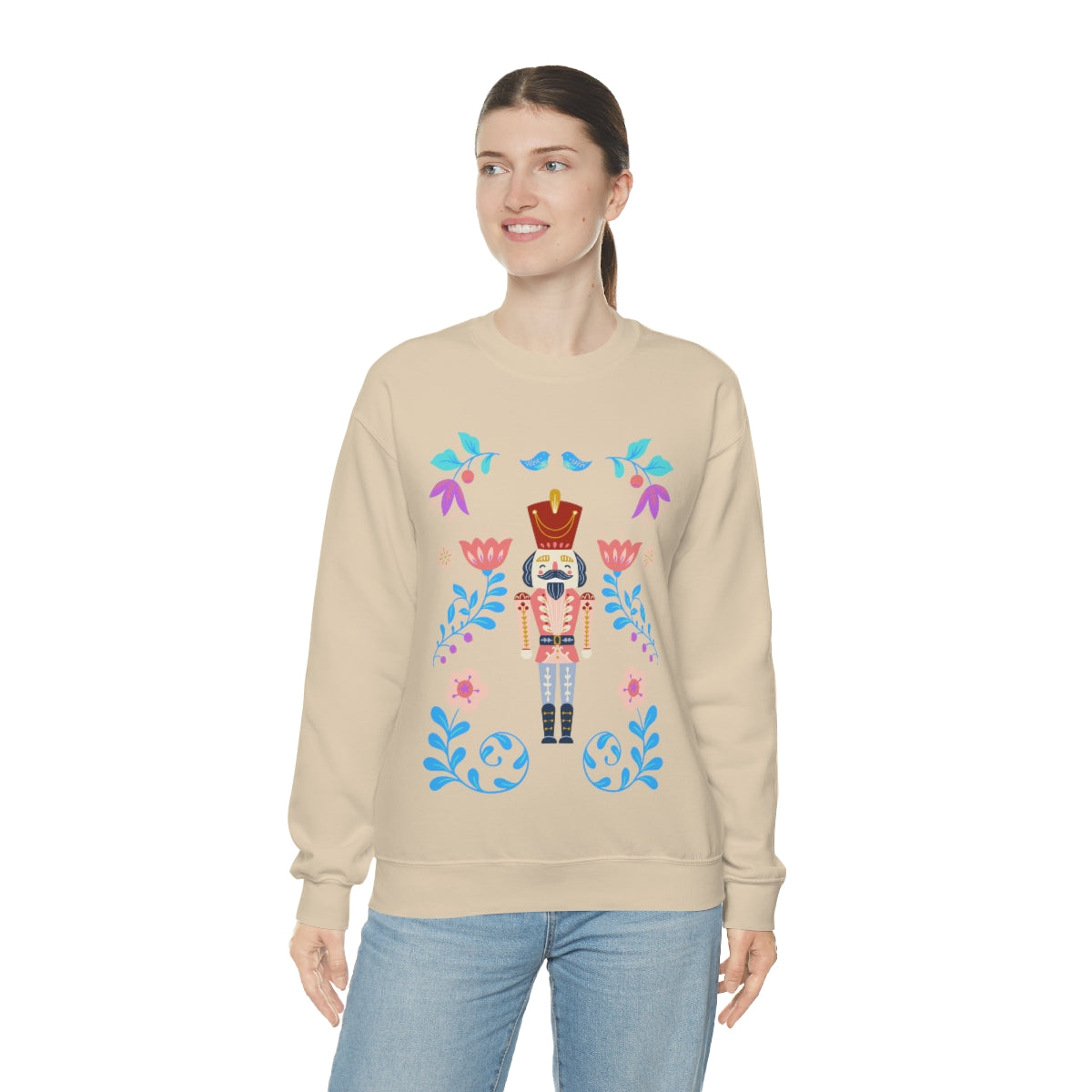 Nutcracker Modern Sweatshirt, Blue Nutcracker Sweatshirt, Trendy Christmas Minimalist Sweatshirt, Xmas Crewneck Bright Color Crewneck
