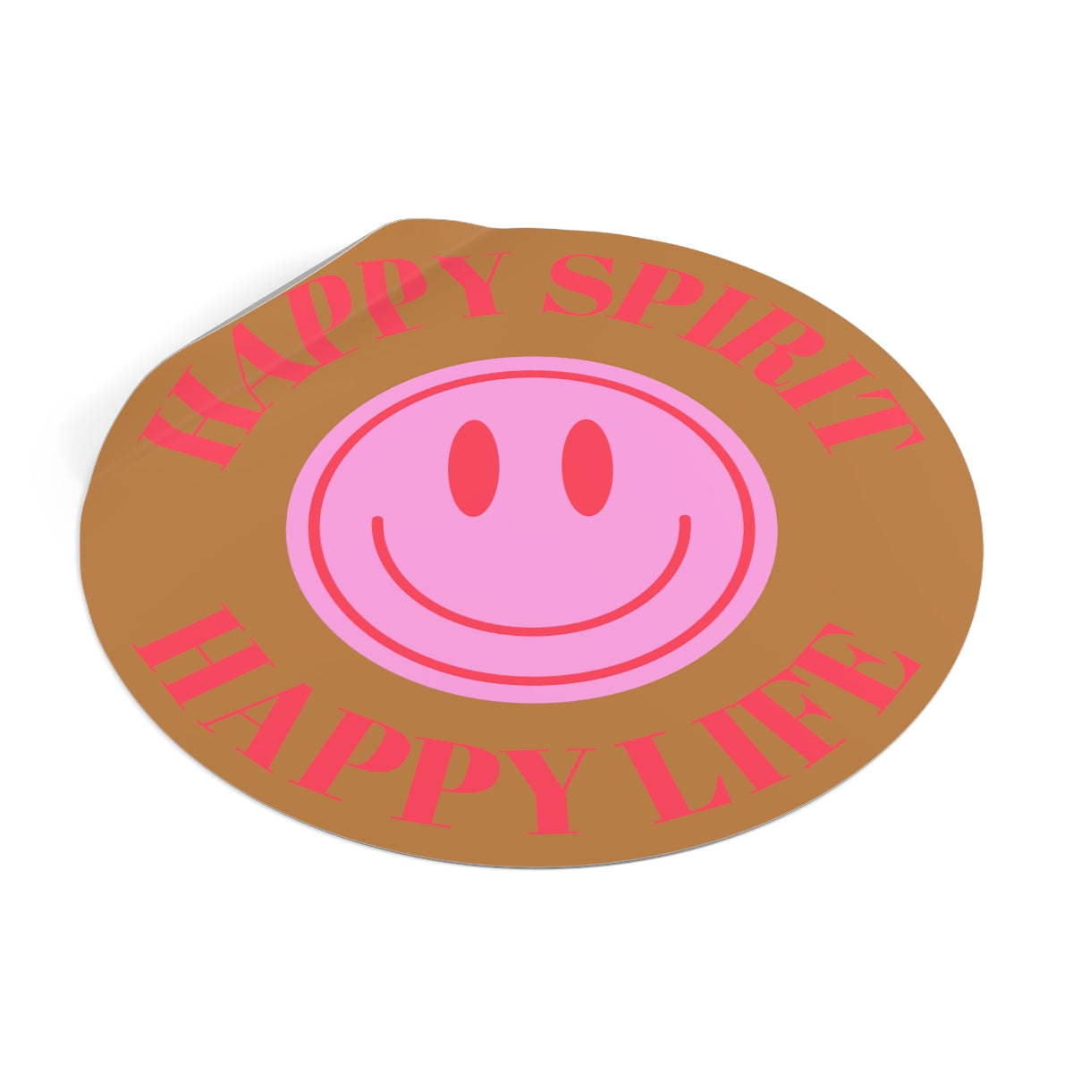 Happy Spirit Happy Life Round Vinyl Stickers, UV Smiley Stickers, Smile Sticker, Tumblr Retro Smile, VSCO Girl, Computer, Skateboard