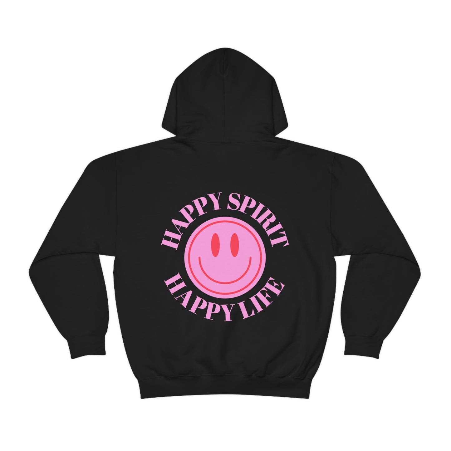 Happy Spirit Happy Life Sweatshirt, Pink Smile Lilac Hoodie, Oversized Hoodie, Front Back Print Trendy Sweatshirt, Beach Cover Up, Cover Up