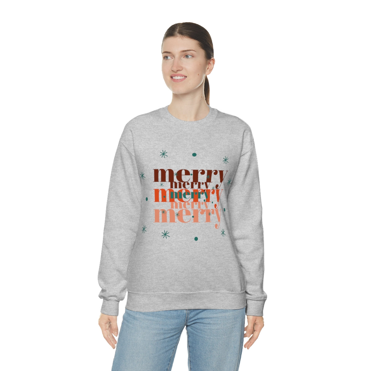 Merry Merry Merry, Christmas, Holiday Sweatshirt, Minimalist Sweatshirt, Oversized VSCO Girl, Tumblr, Unisex Heavy Blend Crewneck