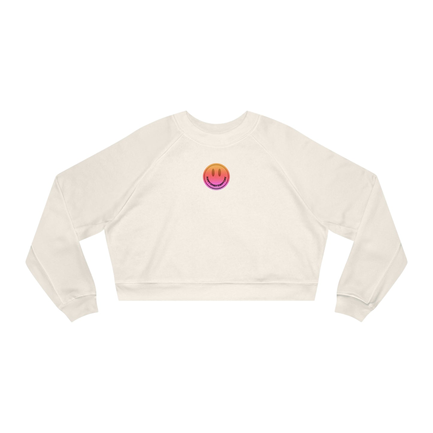Aesthetic Cropped Sweatshirt, Smile Face Crop Top, Happy Spirit Happy Life Sunset Smile Cropped Top, Women's Cropped Fleece Pullover