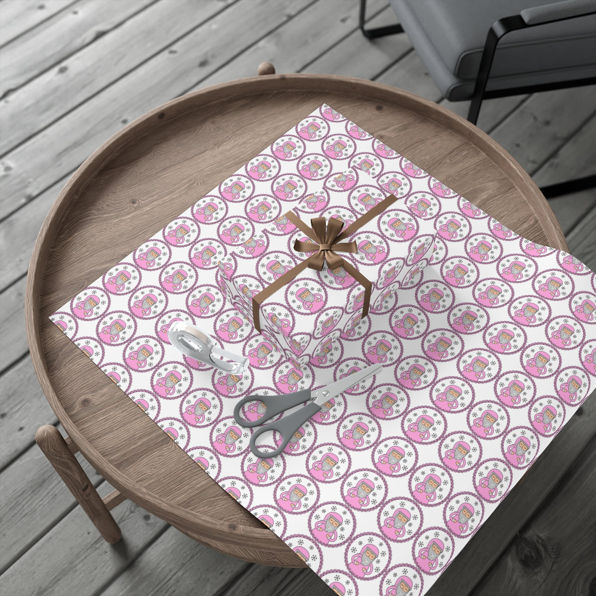 Pink Santa Gift Wrap Paper, Pink Santa Claus Paper, Pastel Christmas Paper, Pink Holiday Wrapping Paper