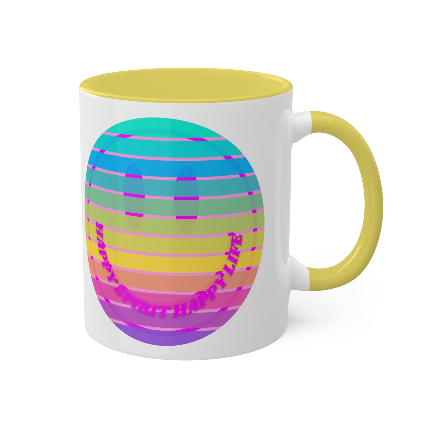 Retro Happy Spirit Happy Life Aesthetic Mug, Smile Face Mug, Trendy Coffee Mug, Tumblr Mug, Aesthetic Happy Life Gift, Aesthetic Mug