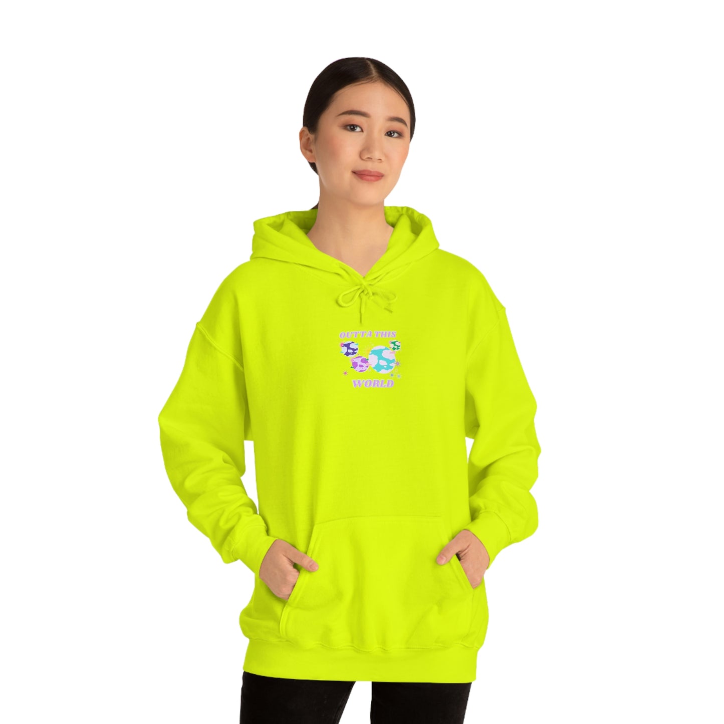 Retro Outta This World Lilac Orchid Lavender Graphic Hoodie, VSCO Girl Sweatshirt, Tumblr Hoodie, Oversized Trendy Back Print Top Rare Color