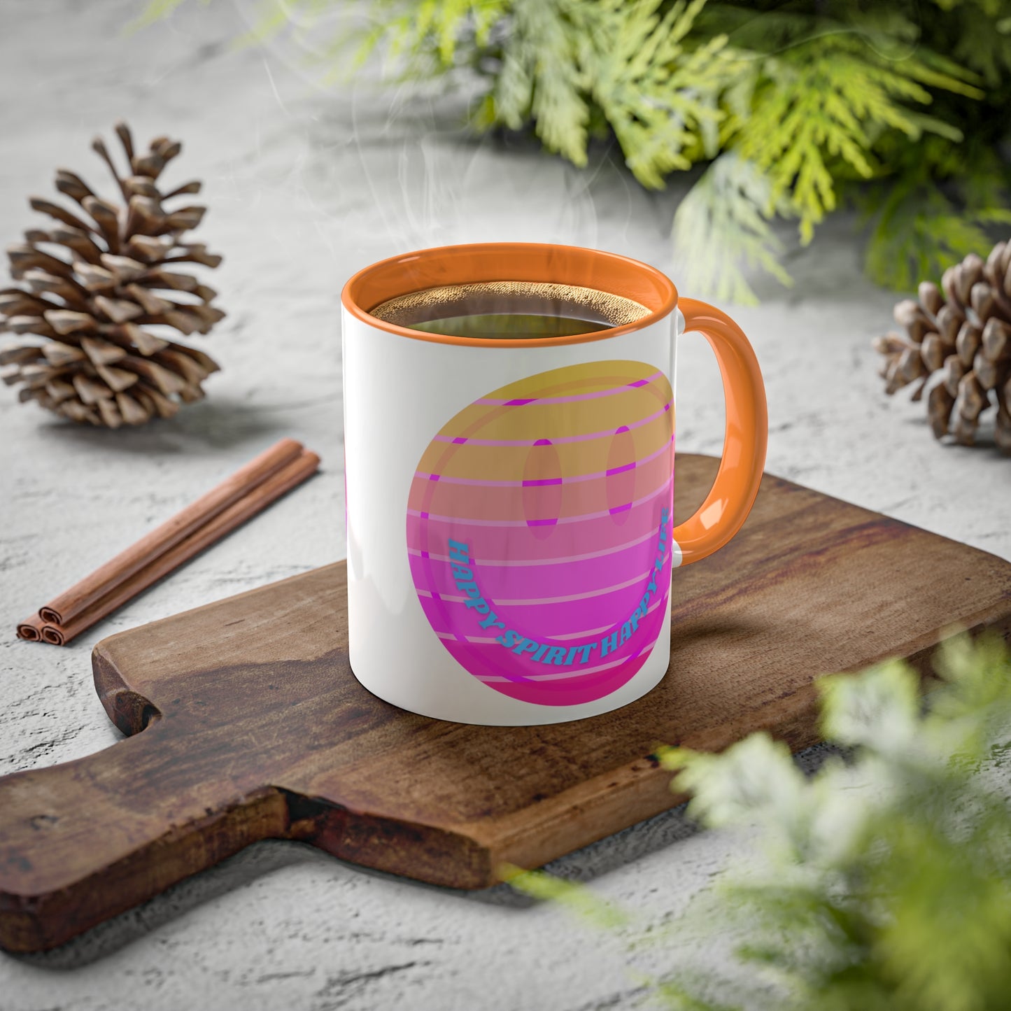 Retro Happy Spirit Happy Life Aesthetic Mug, Smile Face Mug, Trendy Coffee Mug, Tumblr Mug, Aesthetic Happy Life Gift, Aesthetic Mug