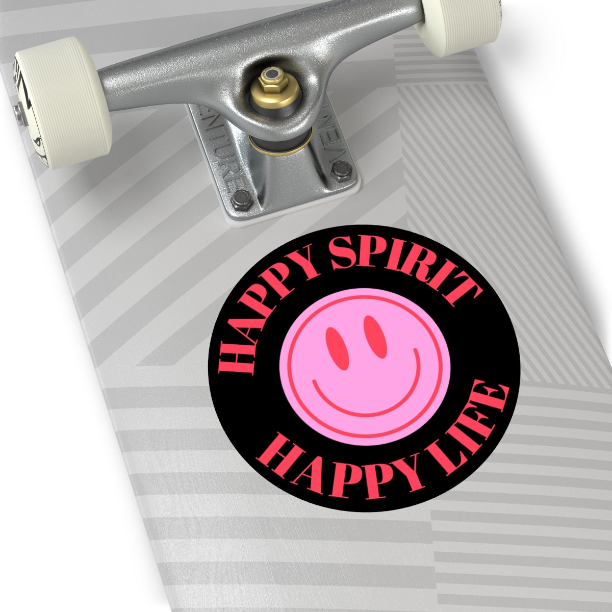 Happy Spirit Happy Life Round Vinyl Stickers, UV Smiley Stickers, Smile Sticker, Tumblr Retro Smile, VSCO Girl, Computer, Skateboard