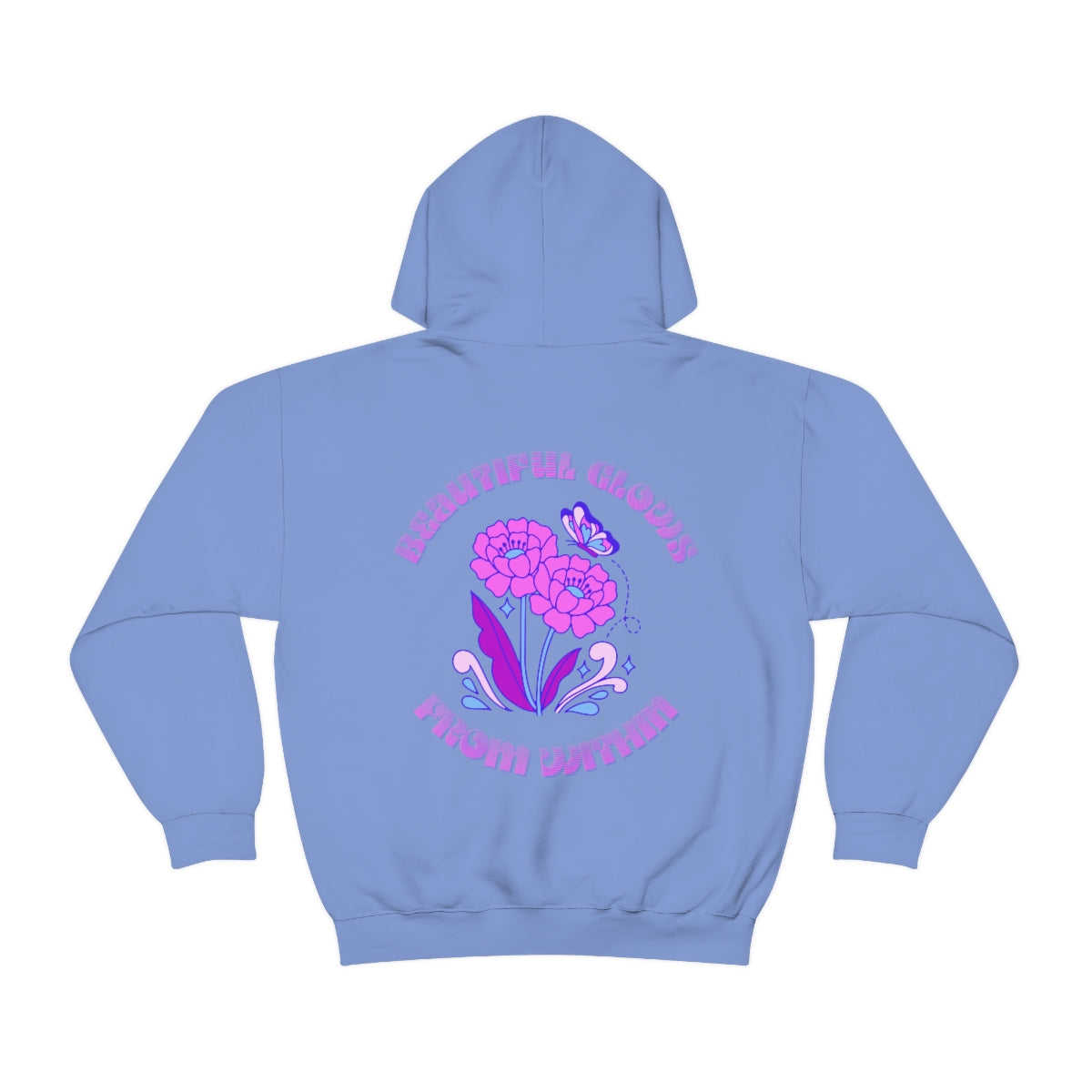 Beautiful Glows from Within Purple Flower Hoodie, Aesthetic Oversized Hoodie, Front Back Print Trendy Sweatshirt, Beach Lake Cover Up